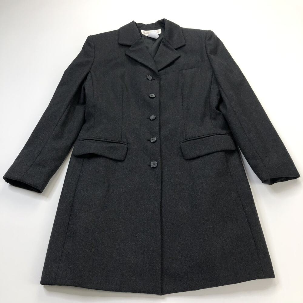 Jones New York 6 Womens 100% Wool Button Blazer Overcoat Jacket Gray MINT